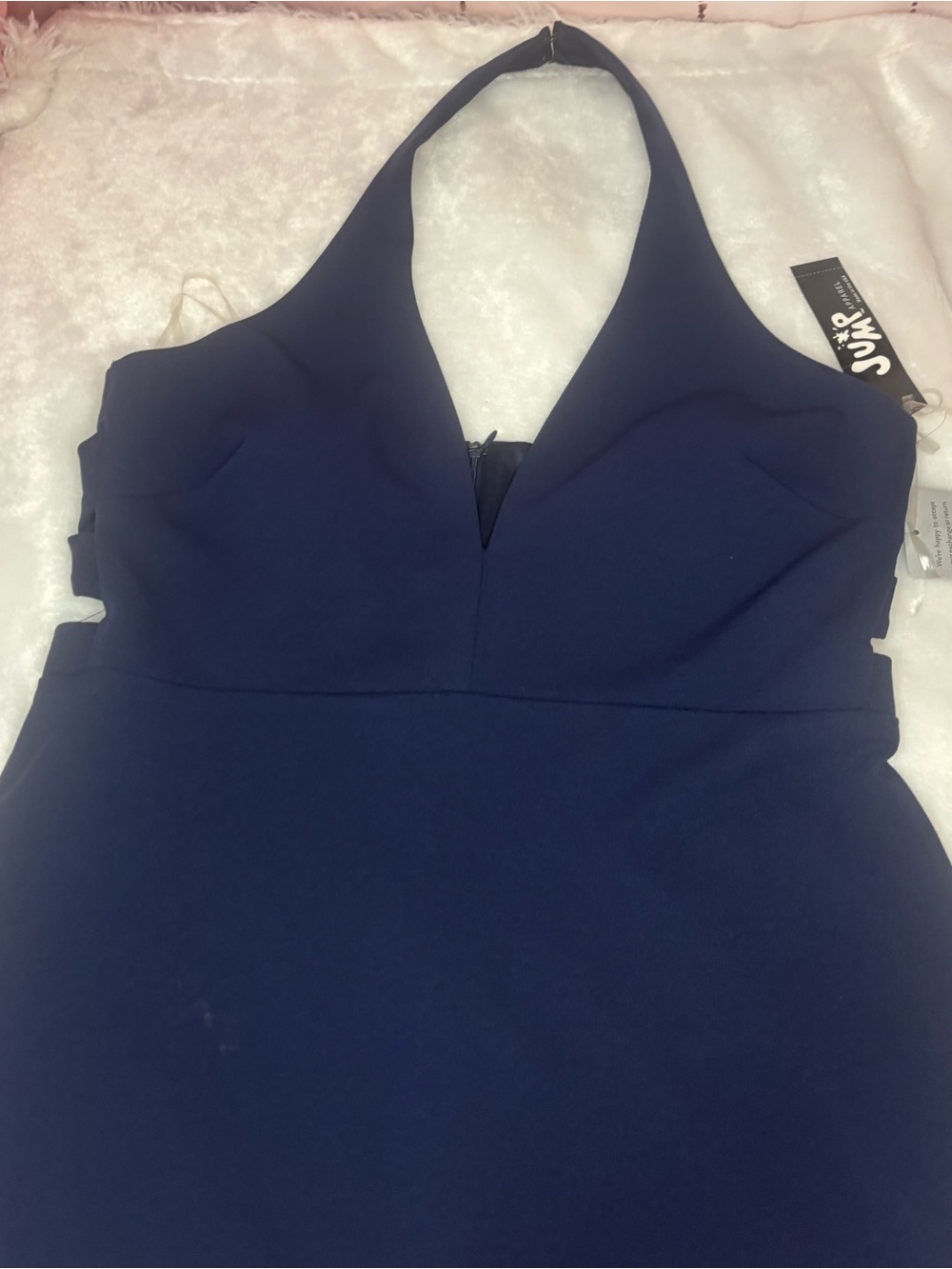 Nordstrom Navy Halter V-Neck Cut out on both sides Midi Dress